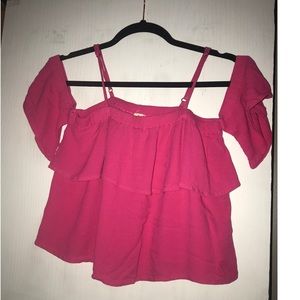 Hollister Pink Off the Shoulder Crop Top